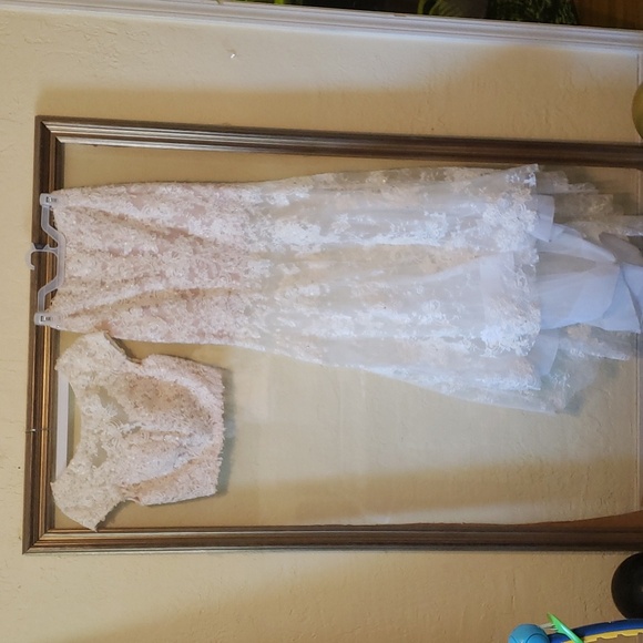 Sherri Hill Ivory lace two piece Wedding Prom Homecoming gown Style# 51013 - Picture 11 of 16